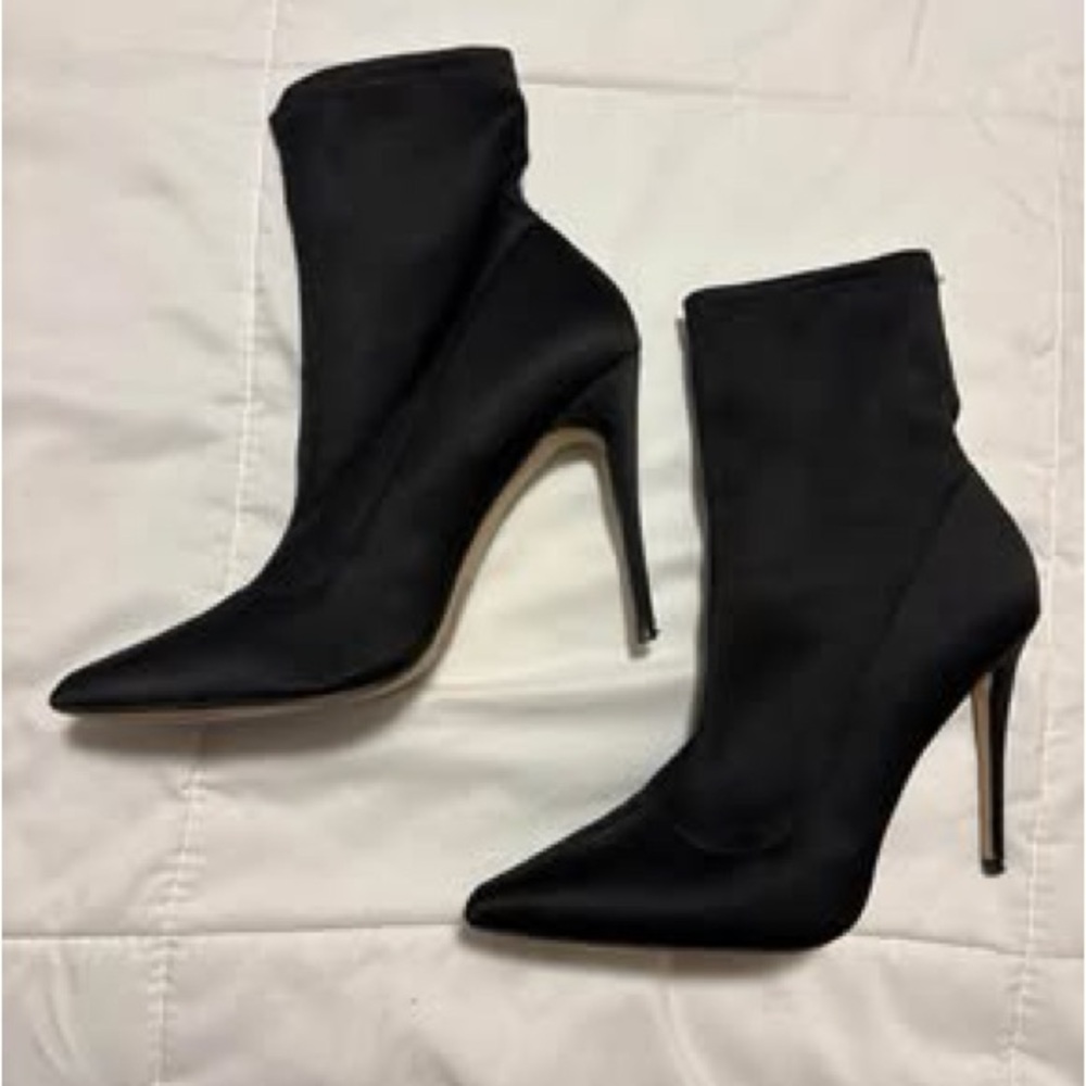 Aldo Cirelle Stretch Sock Boot in Black Satin